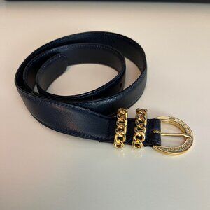 Paloma Picasso Navy Leather Belt (circa late 90's) Size M/75
